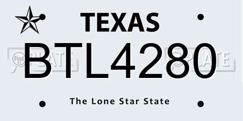 BTL4280 Texas License Plate