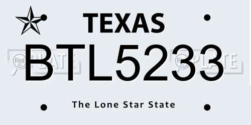 BTL5233 Texas License Plate