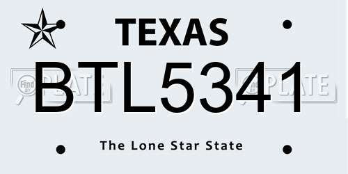 BTL5341 Texas License Plate