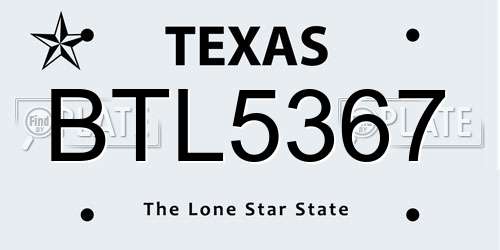 BTL5367 Texas License Plate