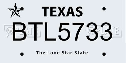 BTL5733 Texas License Plate