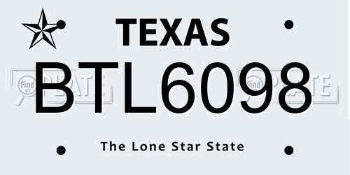 BTL6098 Texas License Plate