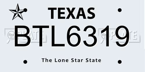 BTL6319 Texas License Plate
