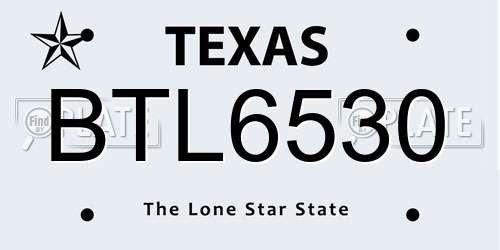 BTL6530 Texas License Plate