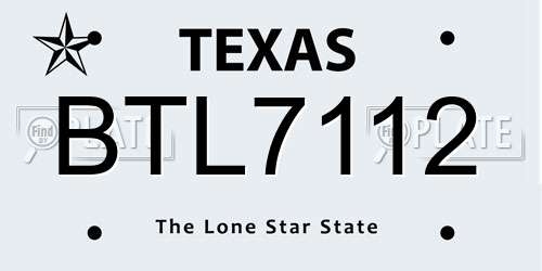 BTL7112 Texas License Plate