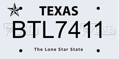 BTL7411 Texas License Plate