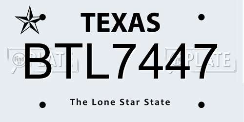 BTL7447 Texas License Plate