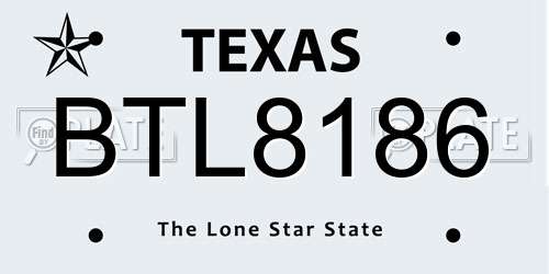 BTL8186 Texas License Plate
