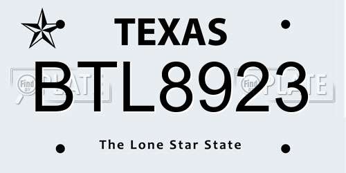 BTL8923 Texas License Plate