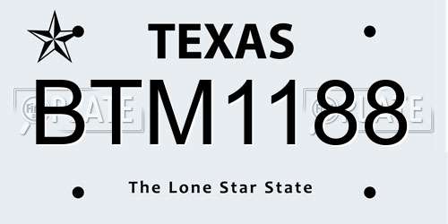 BTM1188 Texas License Plate
