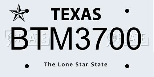 BTM3700 Texas License Plate