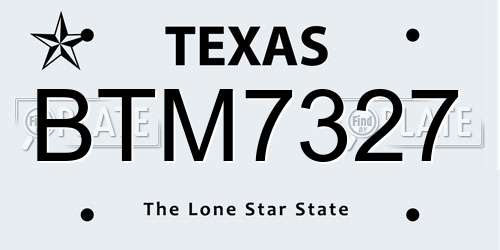BTM7327 Texas License Plate