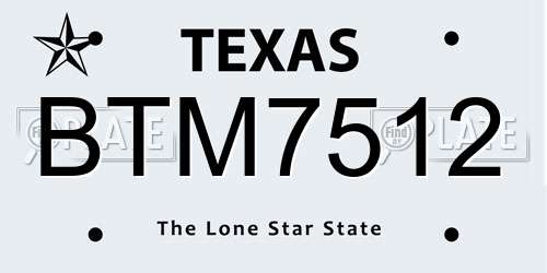 BTM7512 Texas License Plate