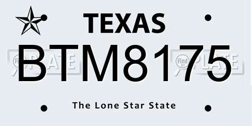 BTM8175 Texas License Plate