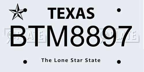 BTM8897 Texas License Plate