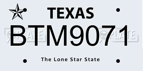BTM9071 Texas License Plate