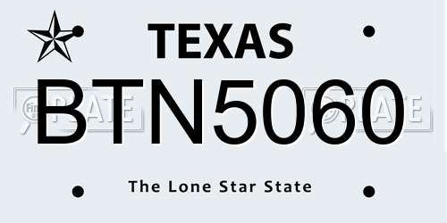 BTN5060 Texas License Plate