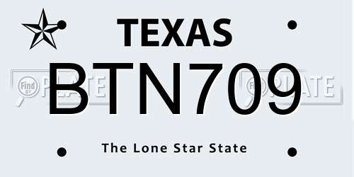 BTN709 Texas License Plate