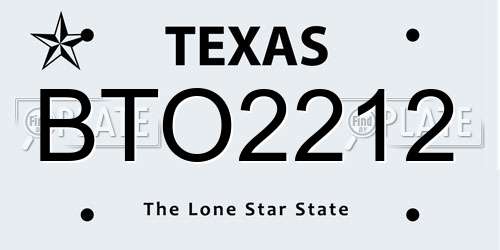BTO2212 Texas License Plate