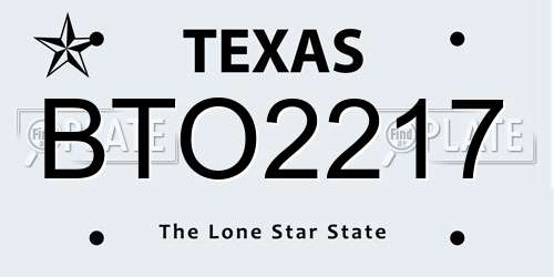 BTO2217 Texas License Plate