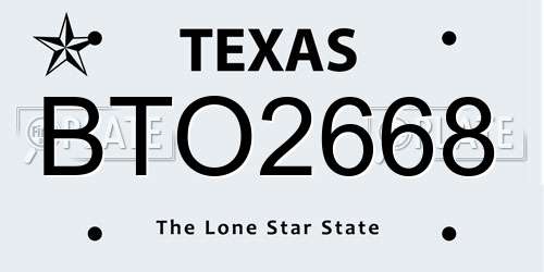 BTO2668 Texas License Plate