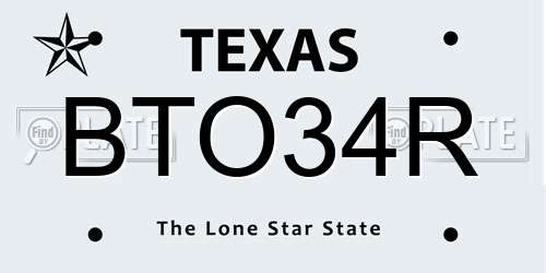 BTO34R Texas License Plate