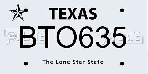 BTO635 Texas License Plate