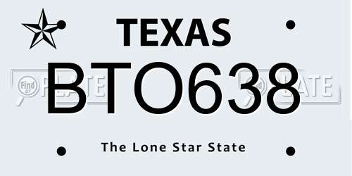 BTO638 Texas License Plate