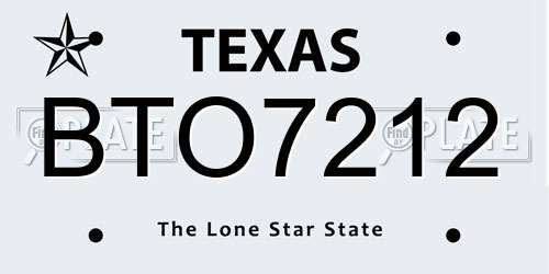 BTO7212 Texas License Plate