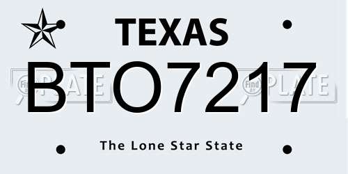 BTO7217 Texas License Plate