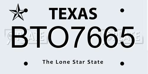 BTO7665 Texas License Plate