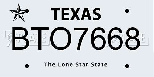 BTO7668 Texas License Plate