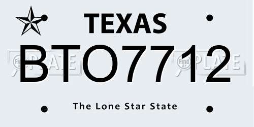 BTO7712 Texas License Plate