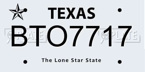 BTO7717 Texas License Plate