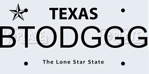 BTODGGG Texas License Plate