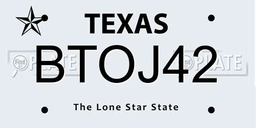 BTOJ42 Texas License Plate