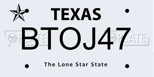 BTOJ47 Texas License Plate