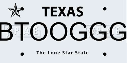 BTOOGGG Texas License Plate