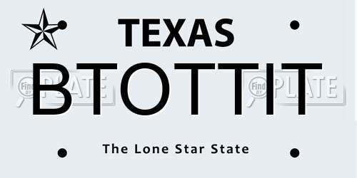 BTOTTIT Texas License Plate