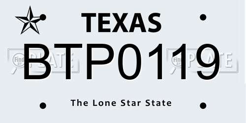 BTP0119 Texas License Plate