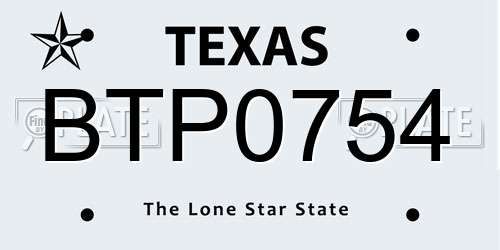 BTP0754 Texas License Plate
