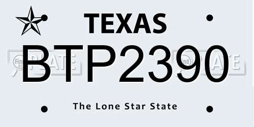 BTP2390 Texas License Plate