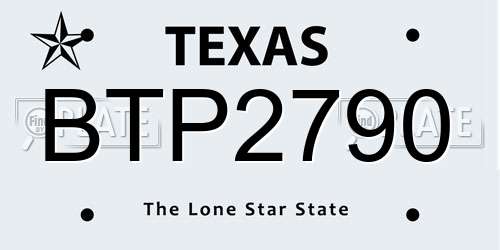 BTP2790 Texas License Plate