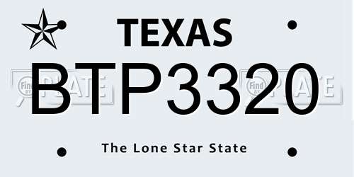 BTP3320 Texas License Plate
