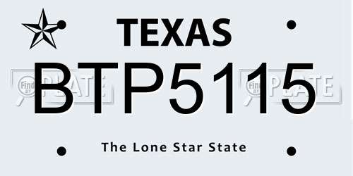 BTP5115 Texas License Plate