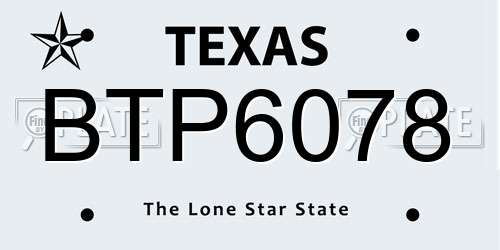 BTP6078 Texas License Plate