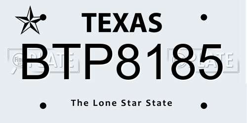 BTP8185 Texas License Plate