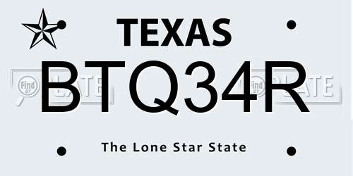 BTQ34R Texas License Plate