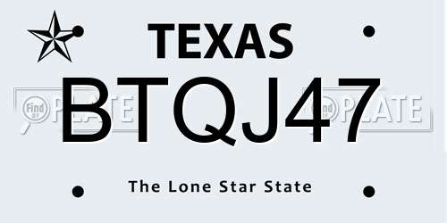 BTQJ47 Texas License Plate