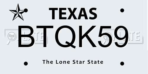 BTQK59 Texas License Plate